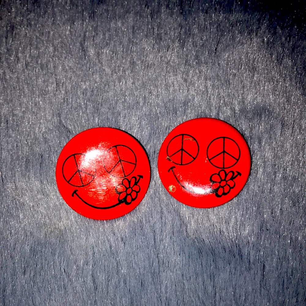 Red and black 80s style earrings